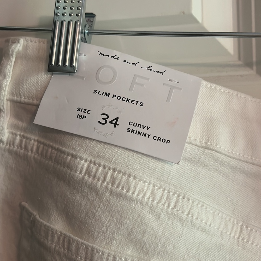 NWT loft white jeans curvy skinny crop 18P